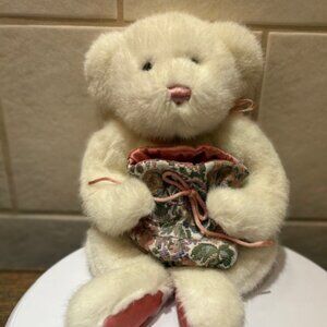 Mary Meyers White & Pink Bag T eddy Bear Vintage 1998 Plush with Bow